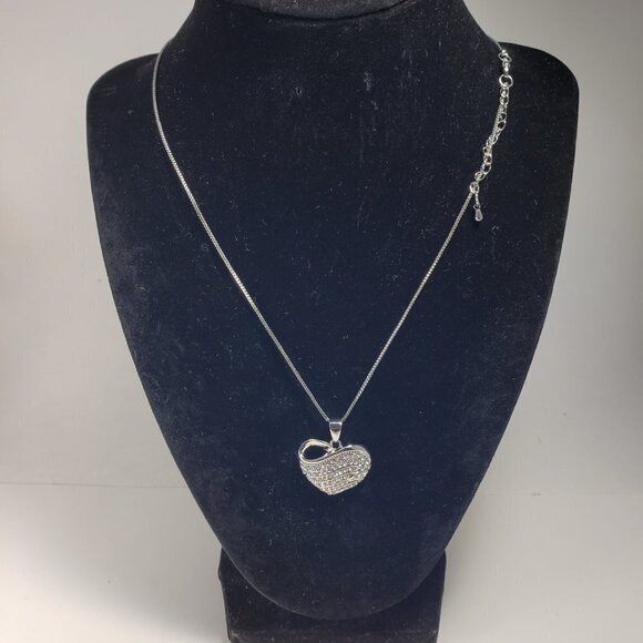 Swarovski Element Heart-Shaped Crystal Pendant Necklace, Sterling Silver Overlay - Picture 10 of 13